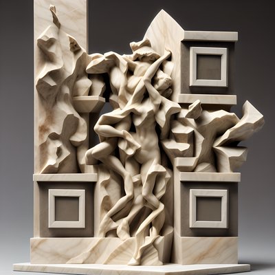 Beige Marble Figure Sculpture QR Code Art