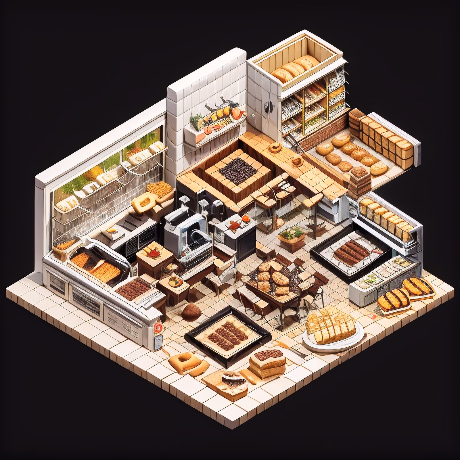 Isometric Bakery Diorama Food QR Code for Restaurant Menus — image 1