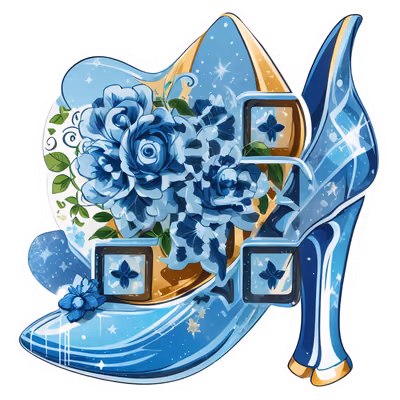 Glass Slipper Blue Roses Vector QR Code for Stickers — image 1