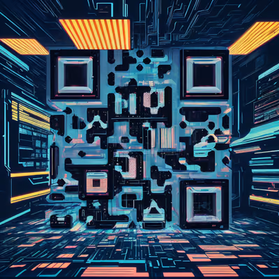 Glitch Monitor Room Cyberpunk QR Code for Posters — image 1