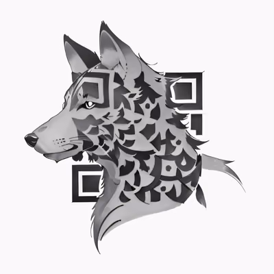 Geometric Wolf Head Tattoo Animals QR Code for Temporary Tattoos — image 1