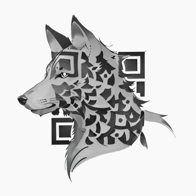 Geometric Wolf Head Tattoo Animals QR Code for Temporary Tattoos