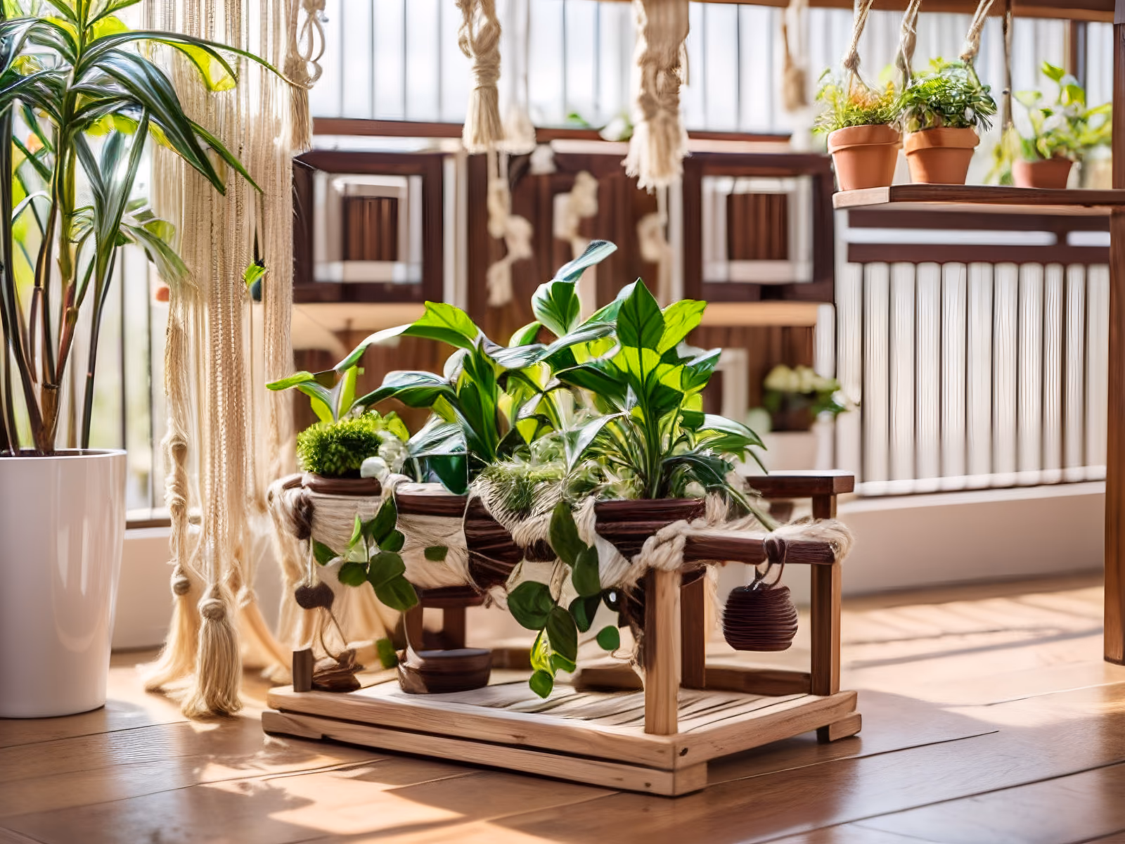 Balcony Macrame Plants Photo QR Code Art — image 1