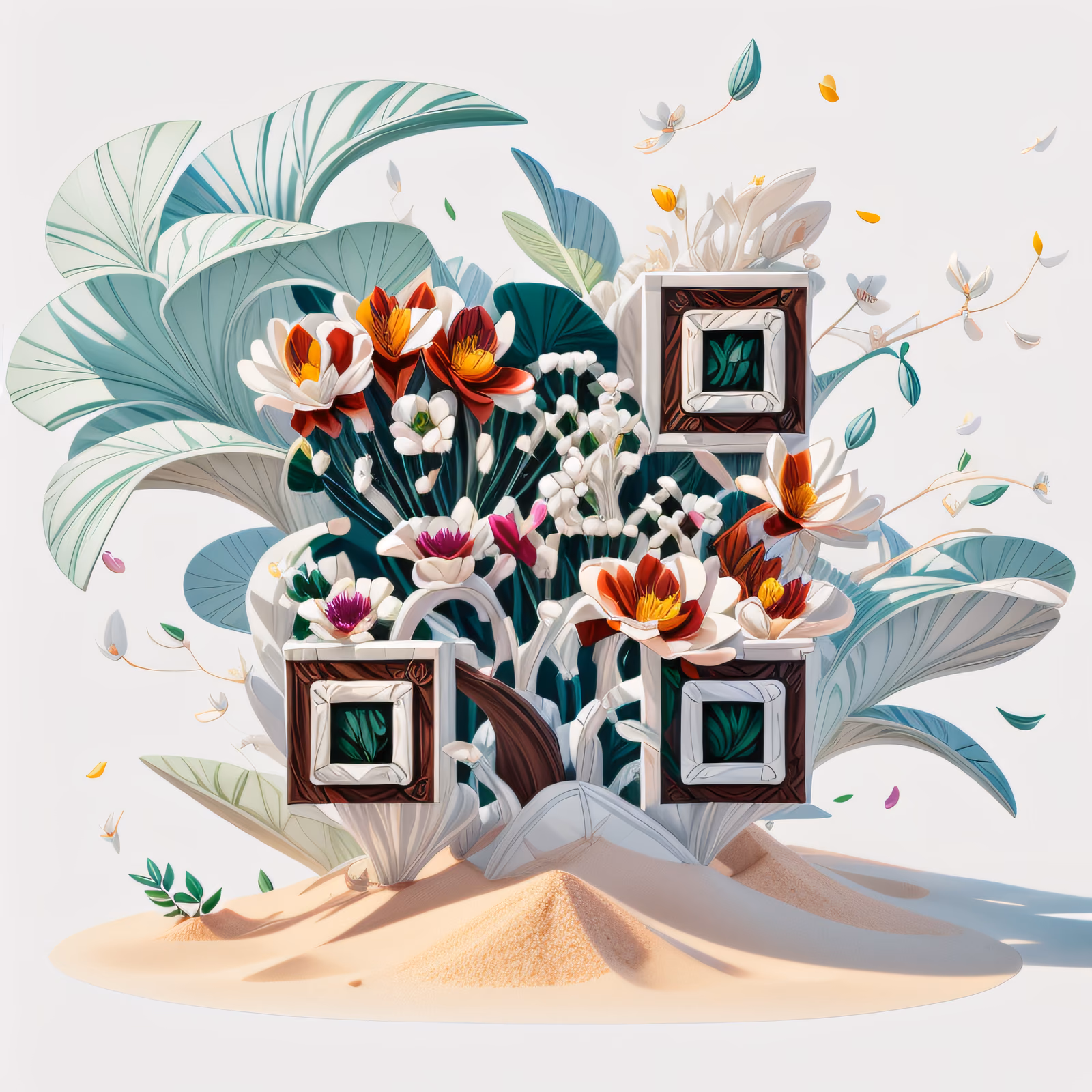 立体花束3D二维码艺术 — 图片 1