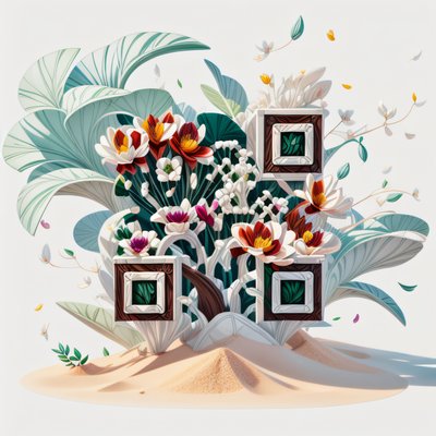 Sculptural Flower Bouquet 3D QR Code Art