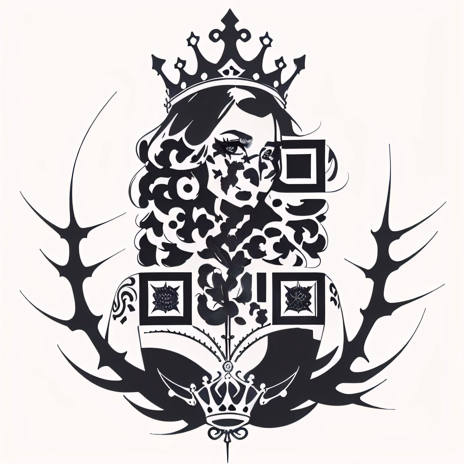 Gothic Queen Ink Tattoo QR Code for Temporary Tattoos — image 1