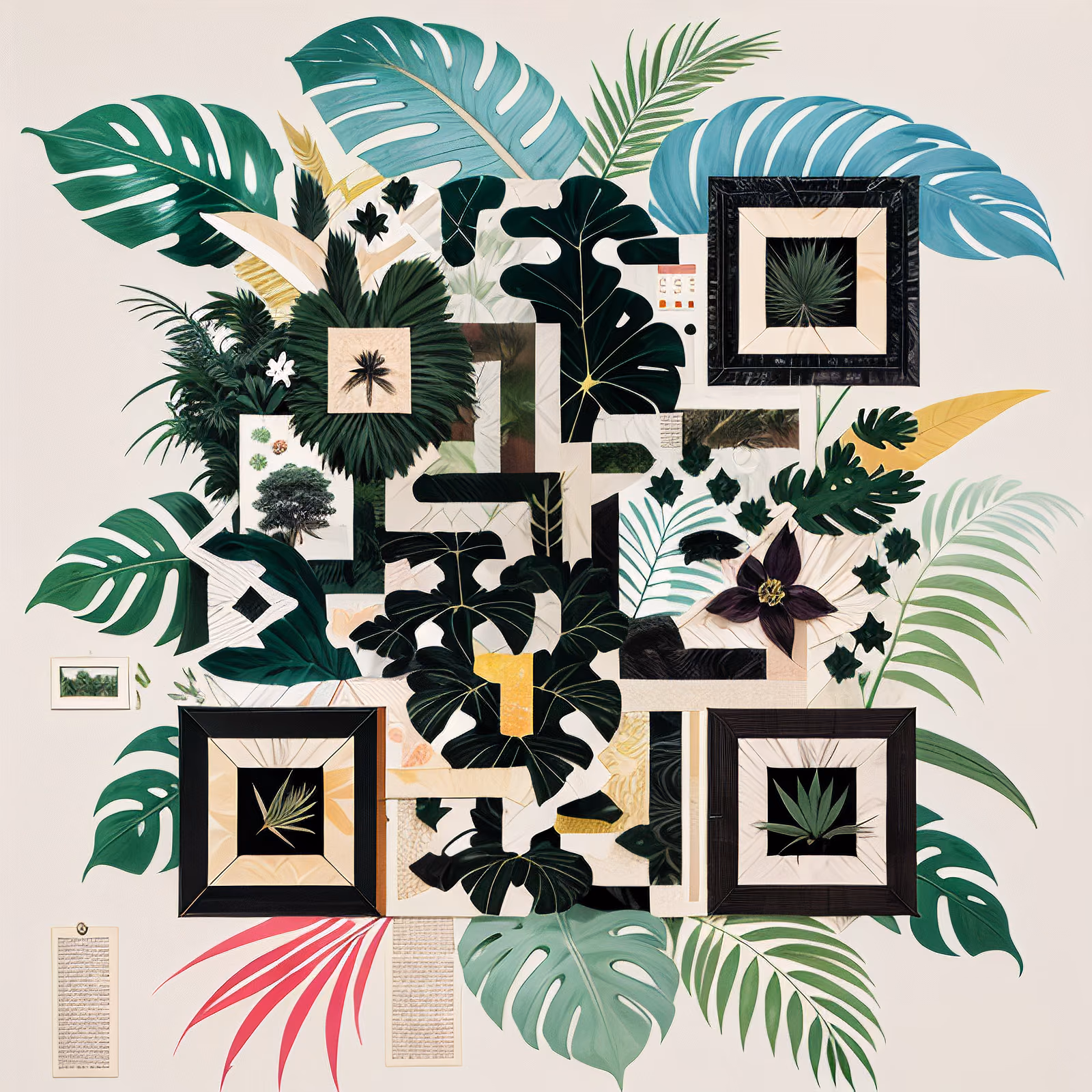 Тропический коллаж из бумаги с монстерой: QR-код — изображение 1