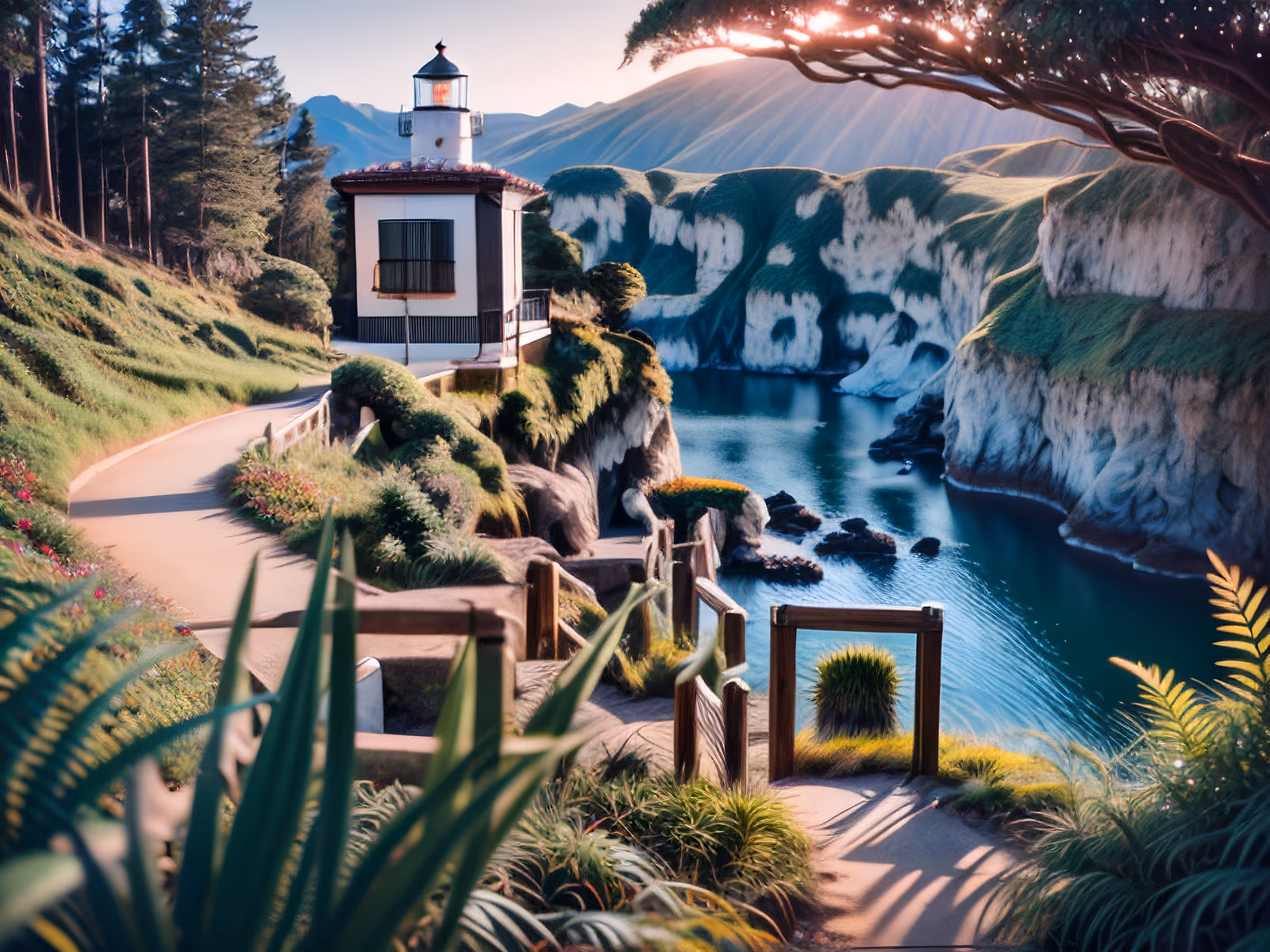 Coastal Lighthouse Cliff Photography Landscape QR Code for Posters — image 1