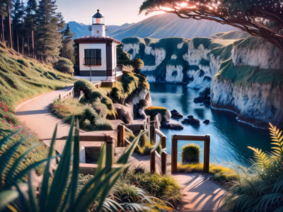 Coastal Lighthouse Cliff Photography Landscape QR Code for Posters — image 1