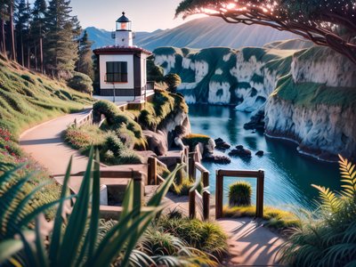 Coastal Lighthouse Cliff Photography Landscape QR Code for Posters