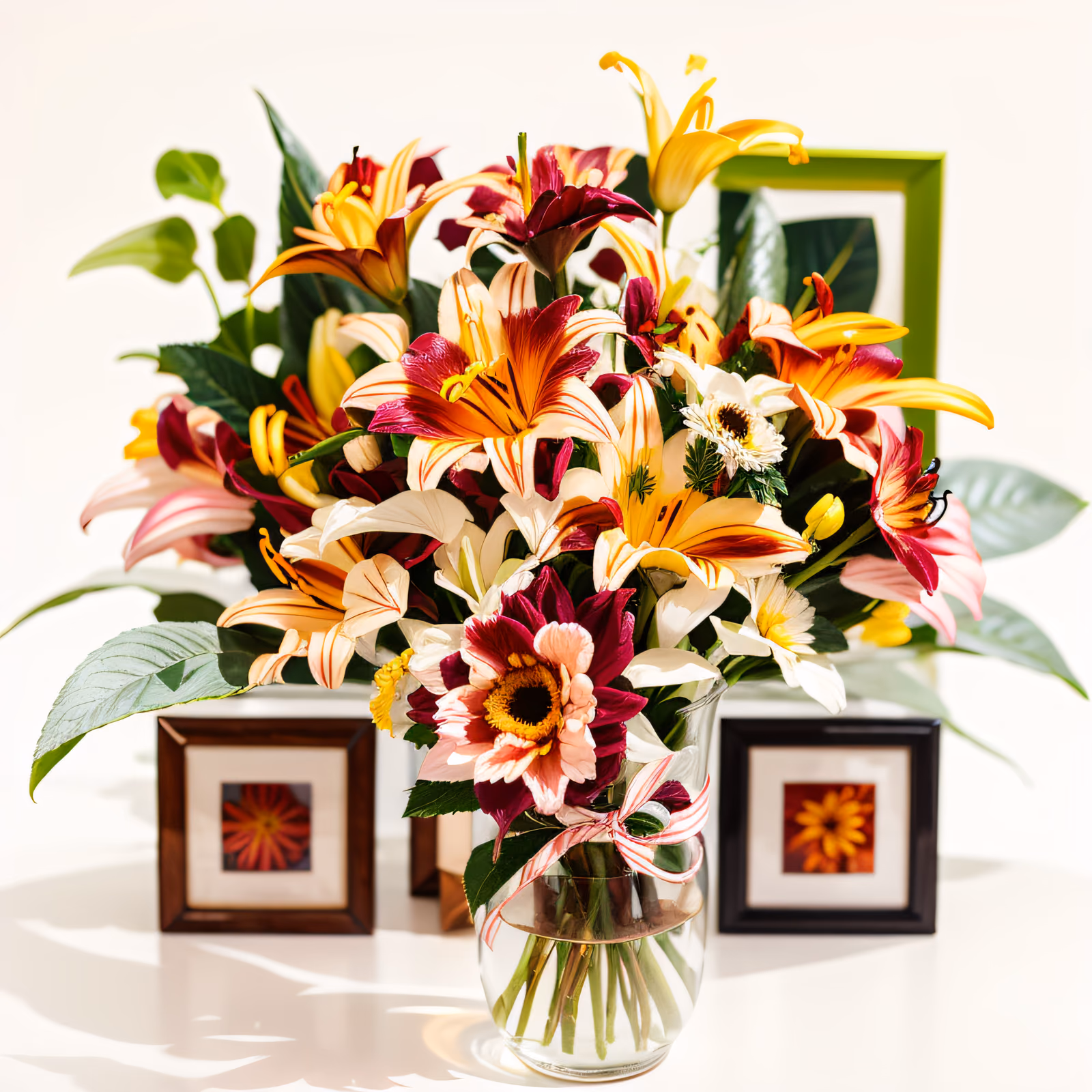 Lily and Dahlia Bouquet Photo QR Code Art — image 1