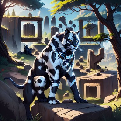 Panther Ruined Valley Digital Painting QR Code for Posters