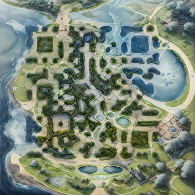 Aerial Island Map Concept Art QR Code Art
