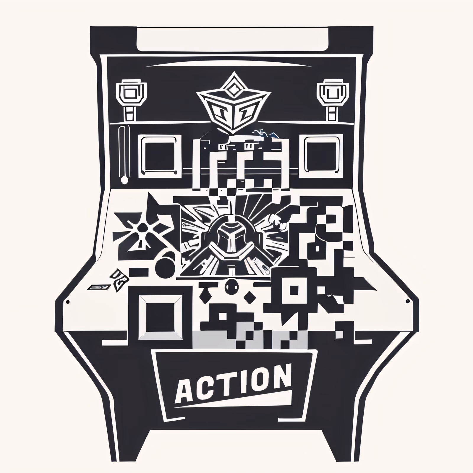 Ретро аркадный автомат: векторный QR-код для стикеров — изображение 1