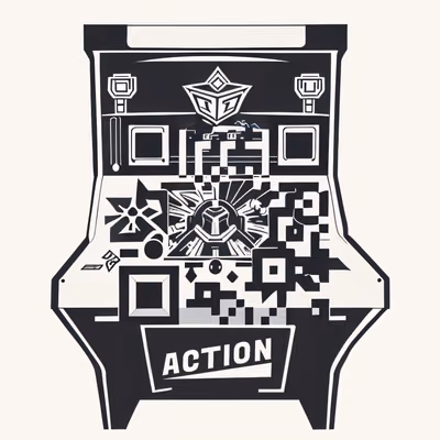 Ретро аркадный автомат: векторный QR-код для стикеров — изображение 1