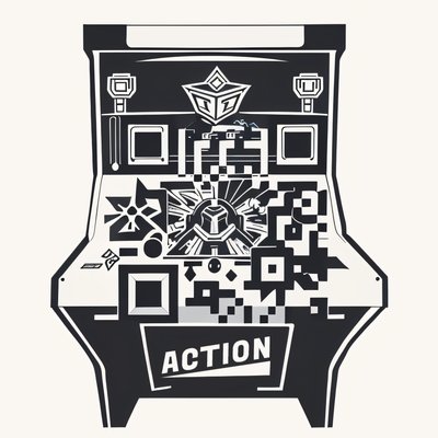 Ретро аркадный автомат: векторный QR-код для стикеров