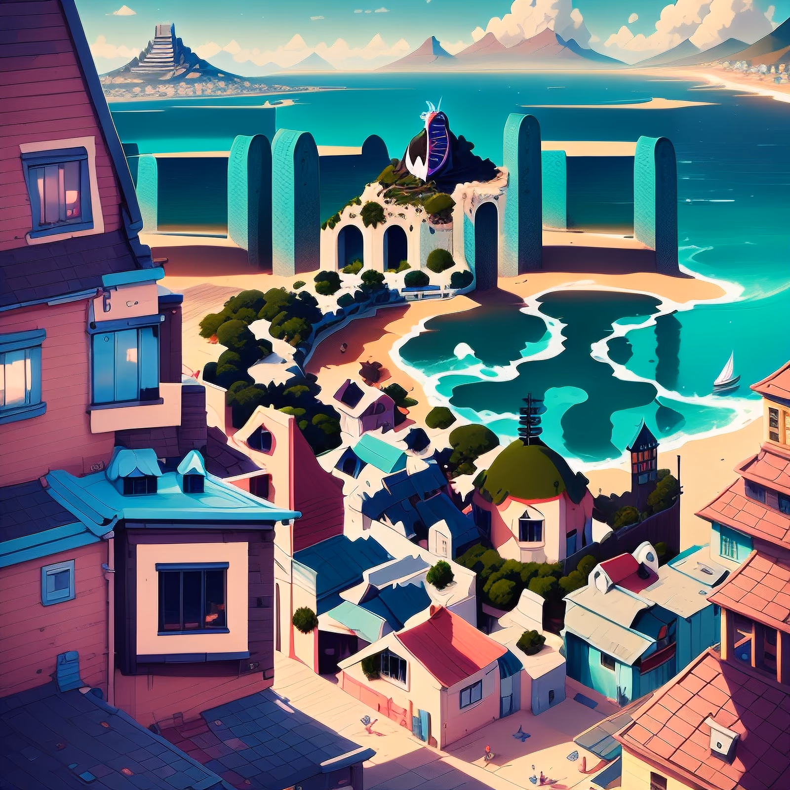 Coastal Town Game Art QR Code for Posters — image 1