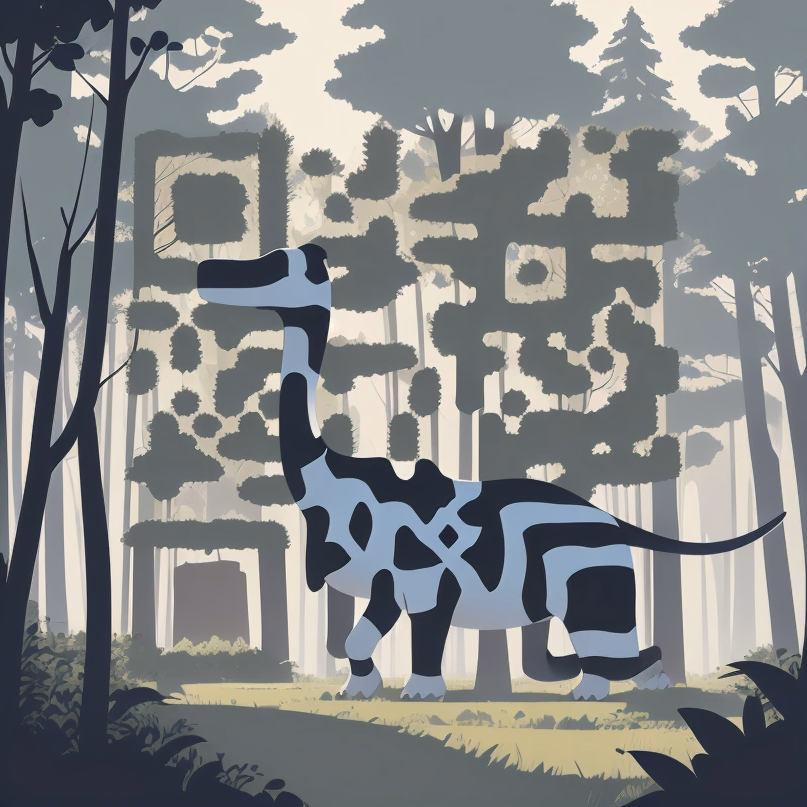 Diplodocus Forest Vector QR Code for Book Covers — image 1