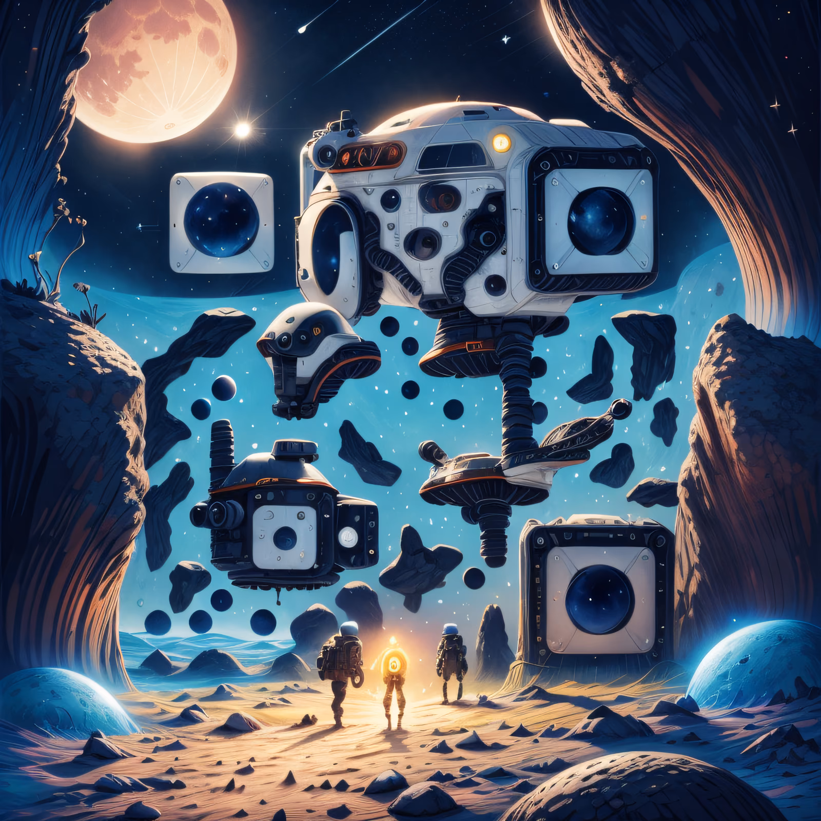Moonscape Spacecraft Pods Digital QR Code for Posters — image 1