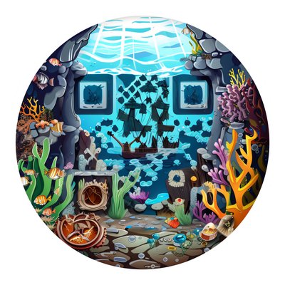 Underwater Shipwreck Treasure Vector QR Code for Stickers