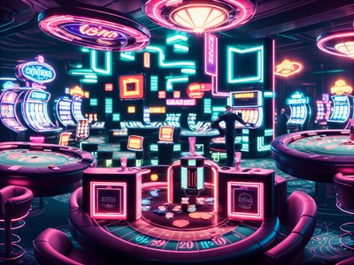 Neon Casino Interior Cyberpunk QR Code for Posters