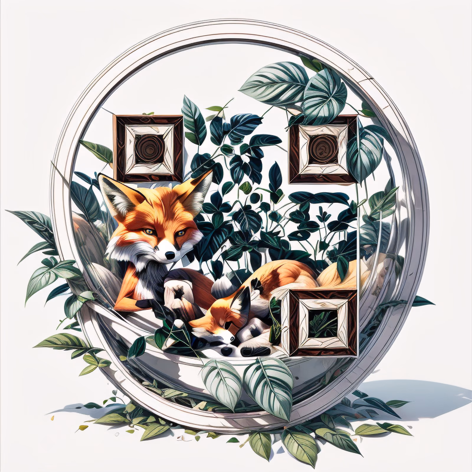 Sleeping Foxes Leaf Ring 3D QR Code for Posters — image 1