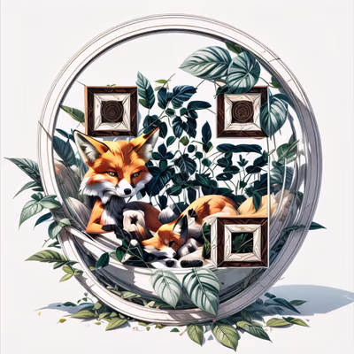 Sleeping Foxes Leaf Ring 3D QR Code for Posters — image 1