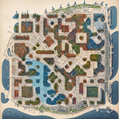 Naive City Map Gouache QR Code Art