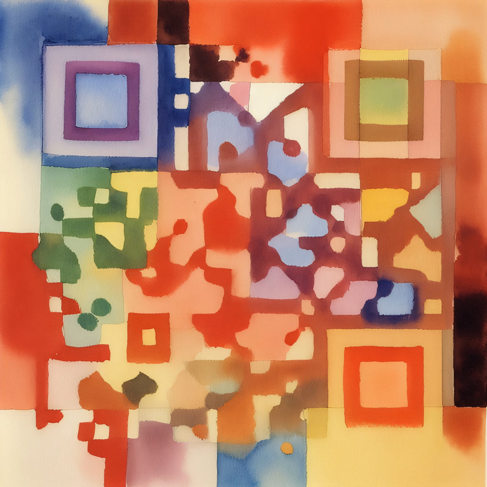 Colorful Squares Watercolor QR Code Art — image 1