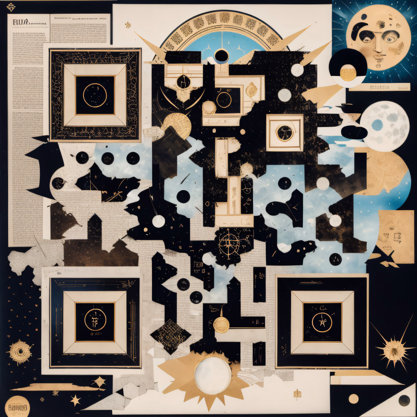 Оккультный лунный сигил: QR-код в стиле бумажного коллажа для постеров — изображение 1