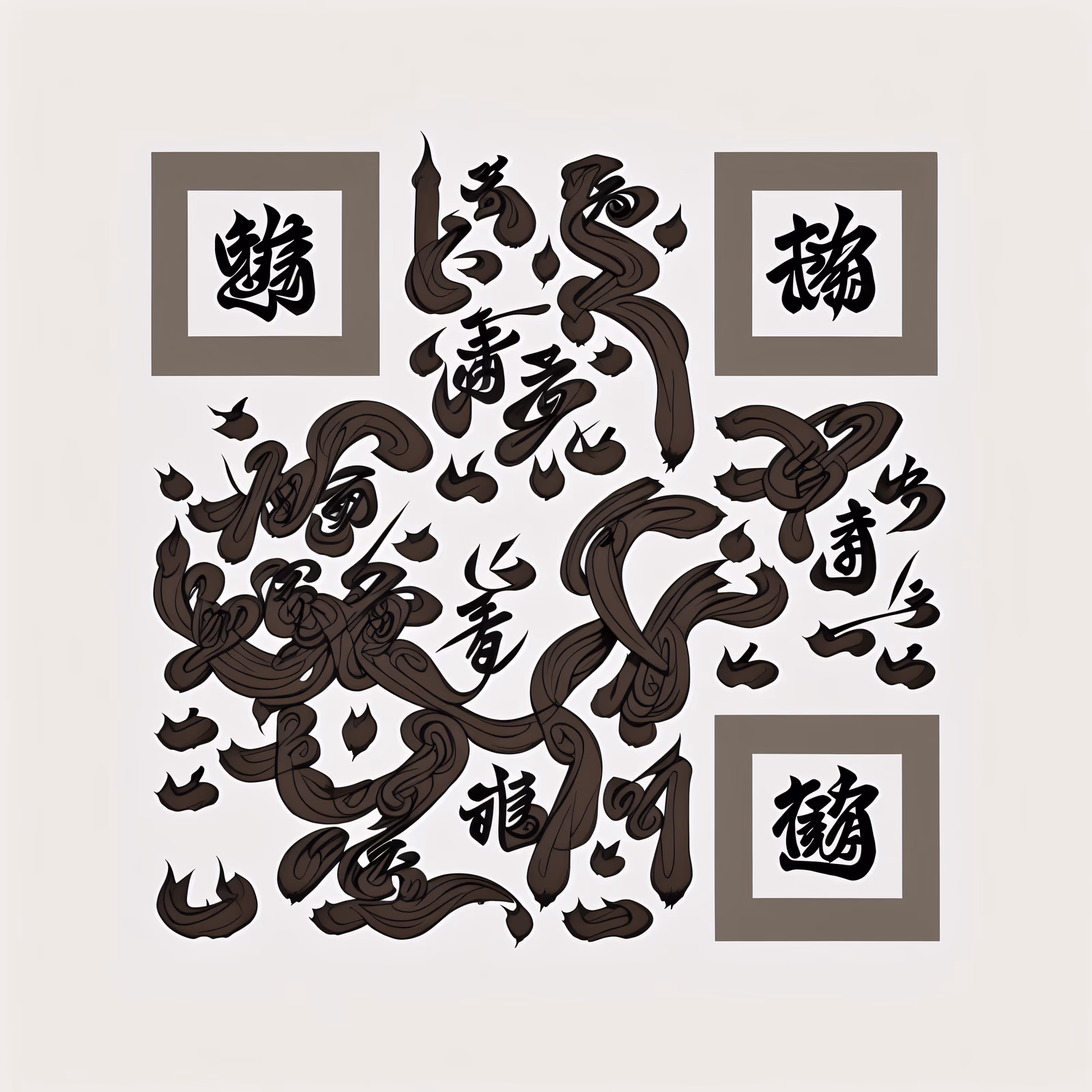 Brush Calligraphy Ink Characters QR Code Art — image 1