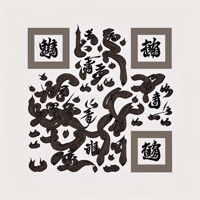 Brush Calligraphy Ink Characters QR Code Art — image 1