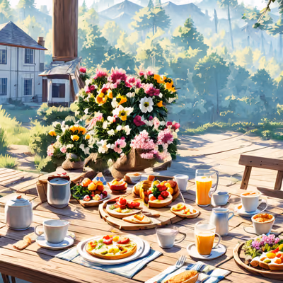 Country Breakfast Table Illustration QR Code for Restaurant Menus — image 1