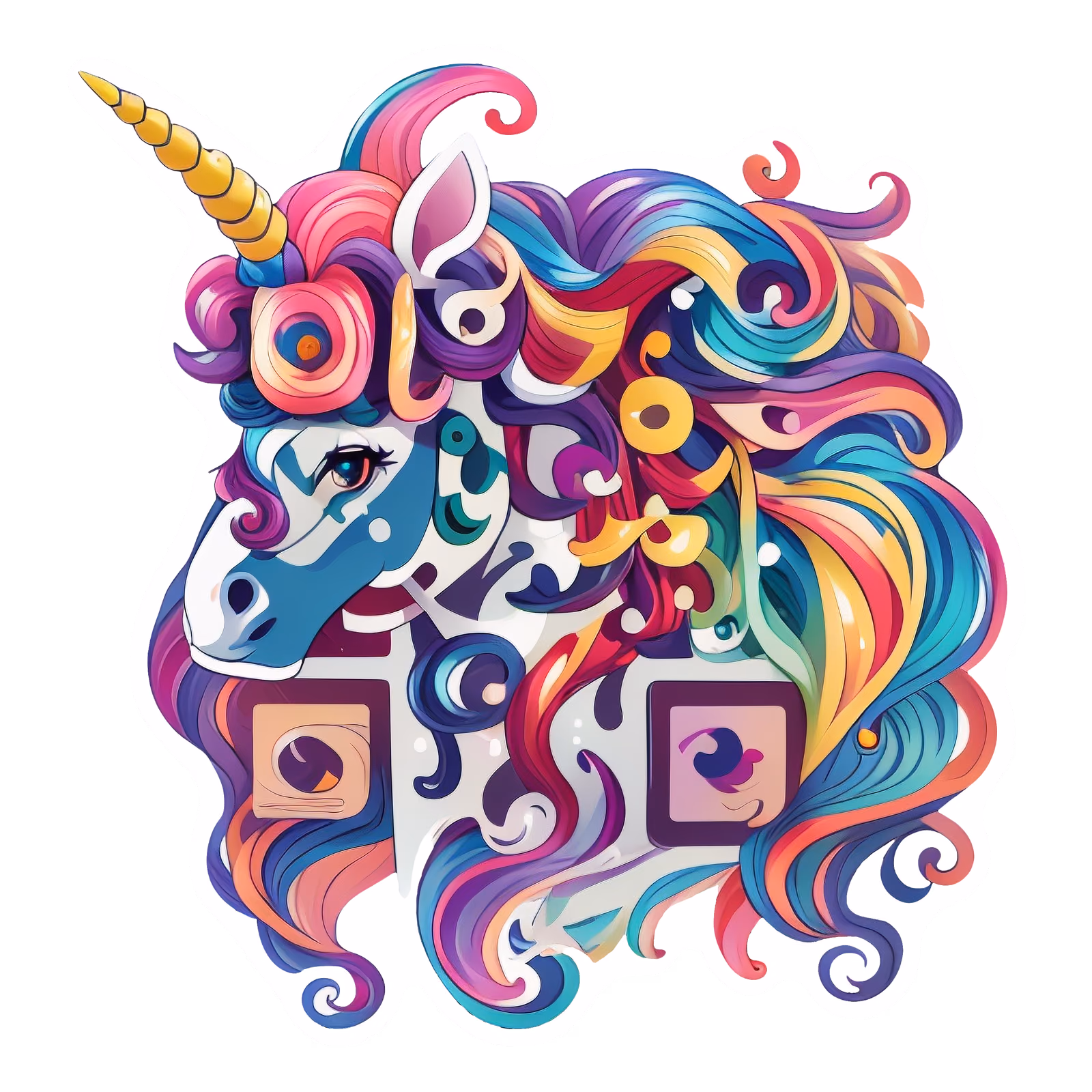 Rainbow Unicorn Vector QR Code for Stickers — image 1