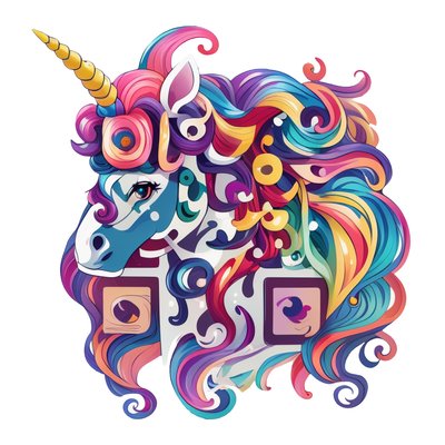 Rainbow Unicorn Vector QR Code for Stickers