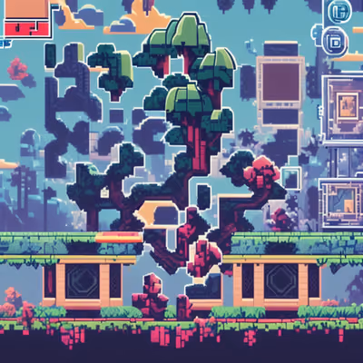 Пиксельное дерево из игровой сцены: QR-код для постеров — изображение 1
