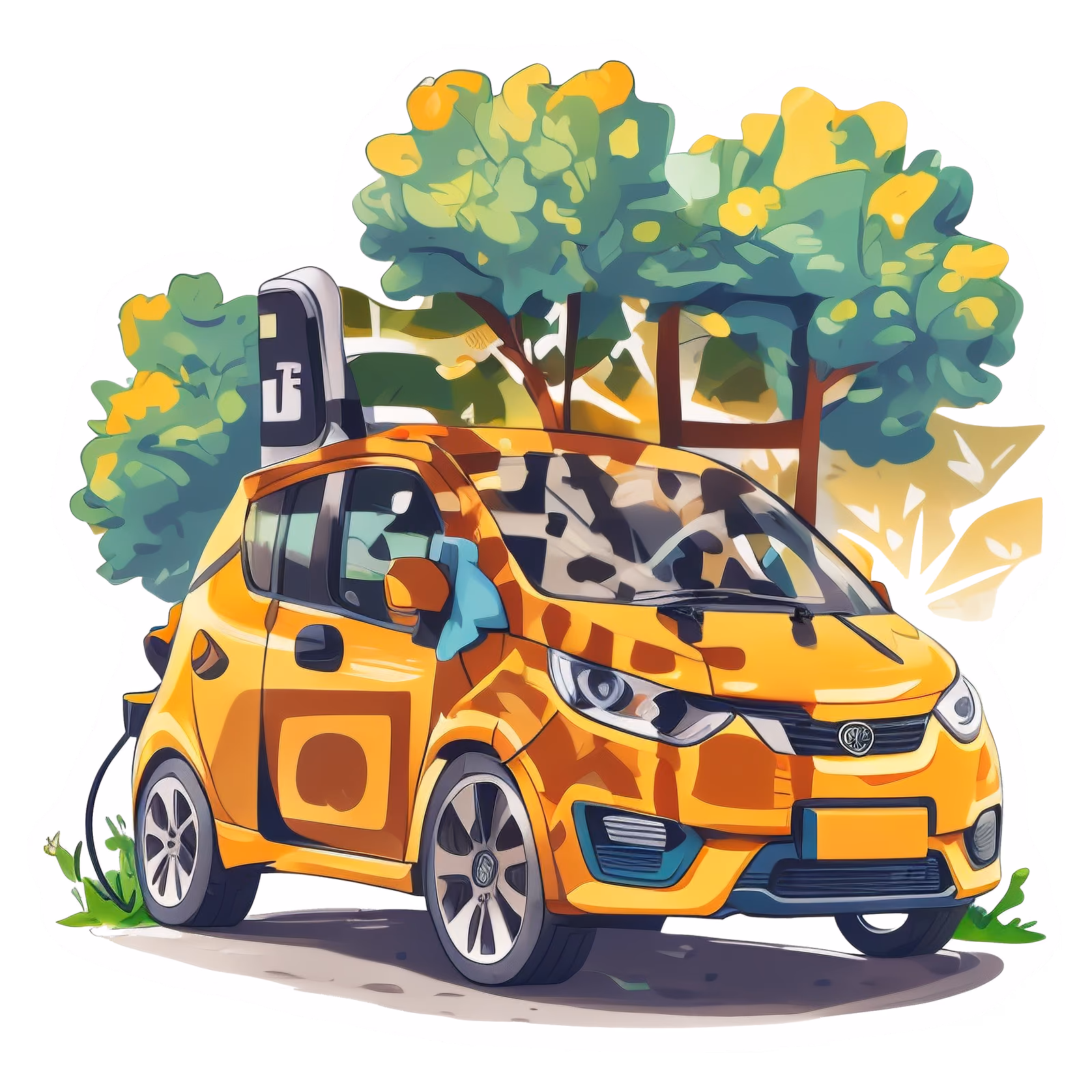 Electric Car Vector Sticker QR Code for Stickers — image 1