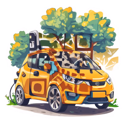 Electric Car Vector Sticker QR Code for Stickers — image 1