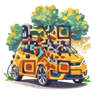 Electric Car Vector Sticker QR Code for Stickers