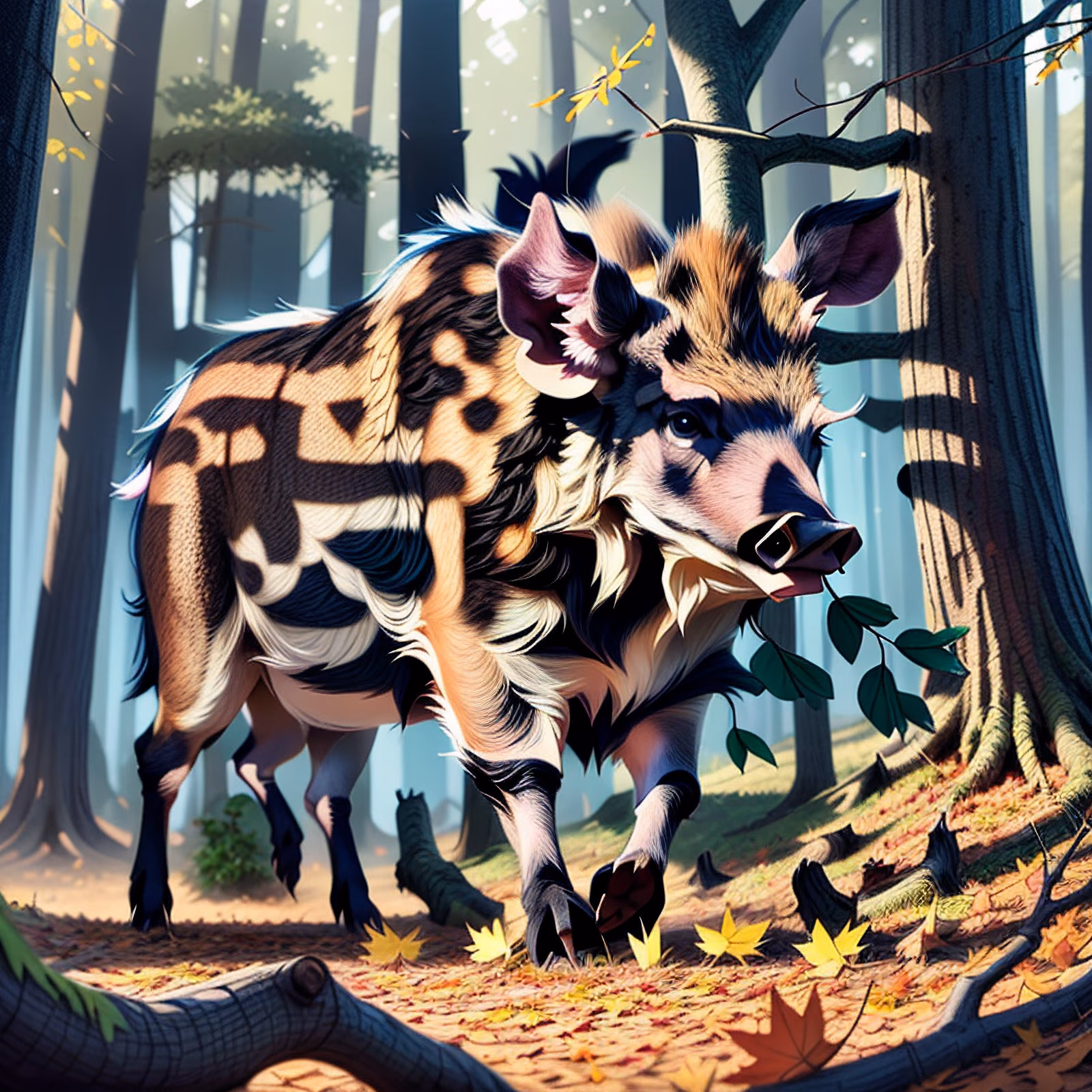 Wild Boar Forest Digital Painting QR Code Art — image 1
