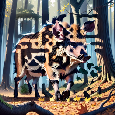 Wild Boar Forest Digital Painting QR Code Art — image 1