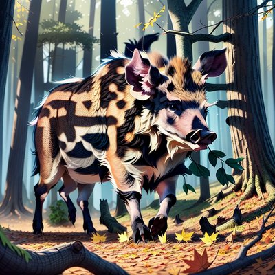 Wild Boar Forest Digital Painting QR Code Art