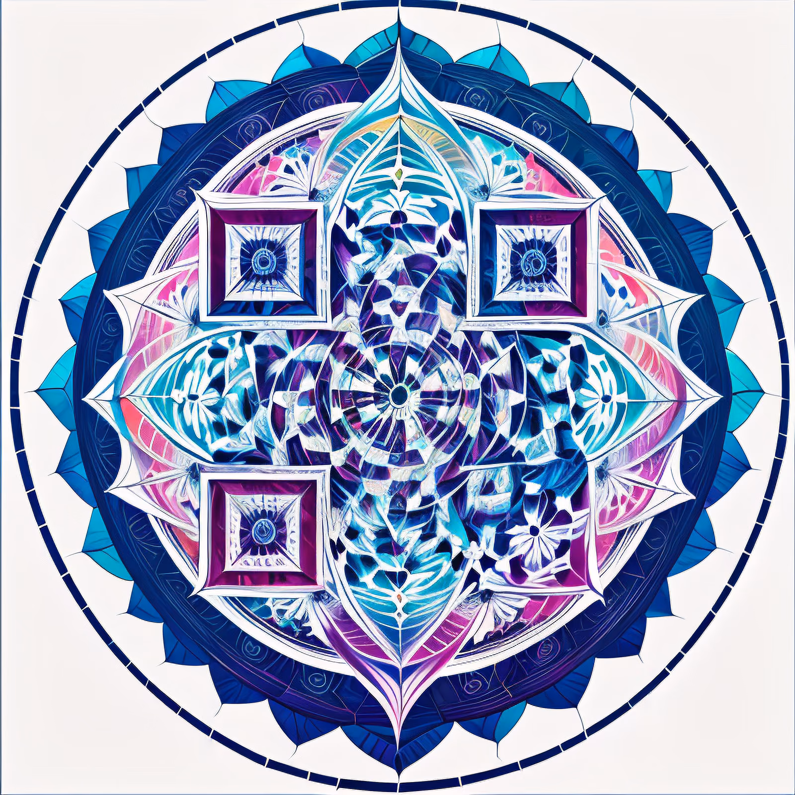 Stained Glass Fractal Mandala QR Code Art — image 1