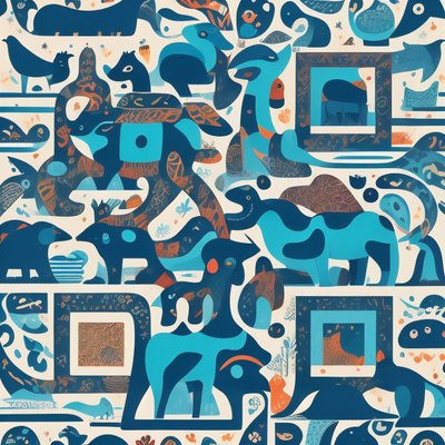 Safari Animals Folk Pattern QR Code Art
