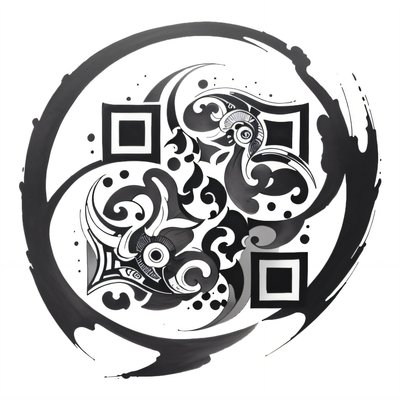 Yin Yang Ink Tattoo QR Code for Temporary Tattoos