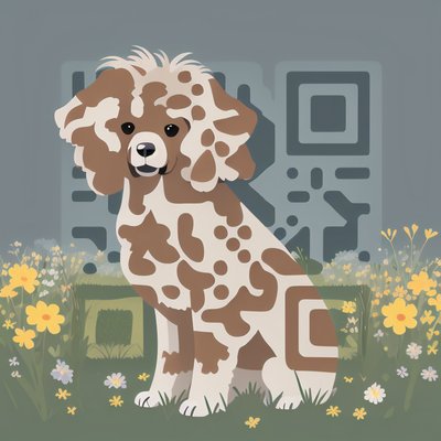 Spotted Poodle Flat Vector QR Code for Stickers