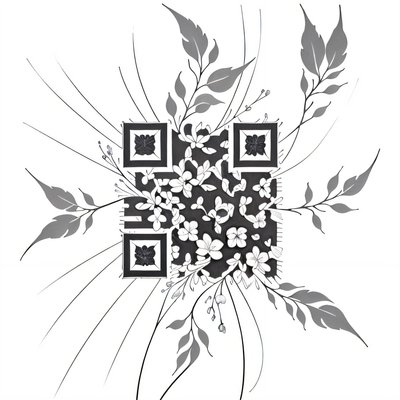 Blossom Branch Ink Tattoo QR Code for Temporary Tattoos