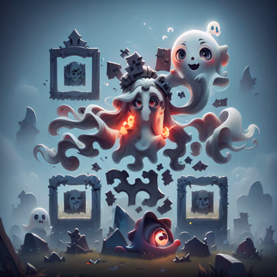 Cute Ghost Graveyard 3D QR Code for Posters — image 1
