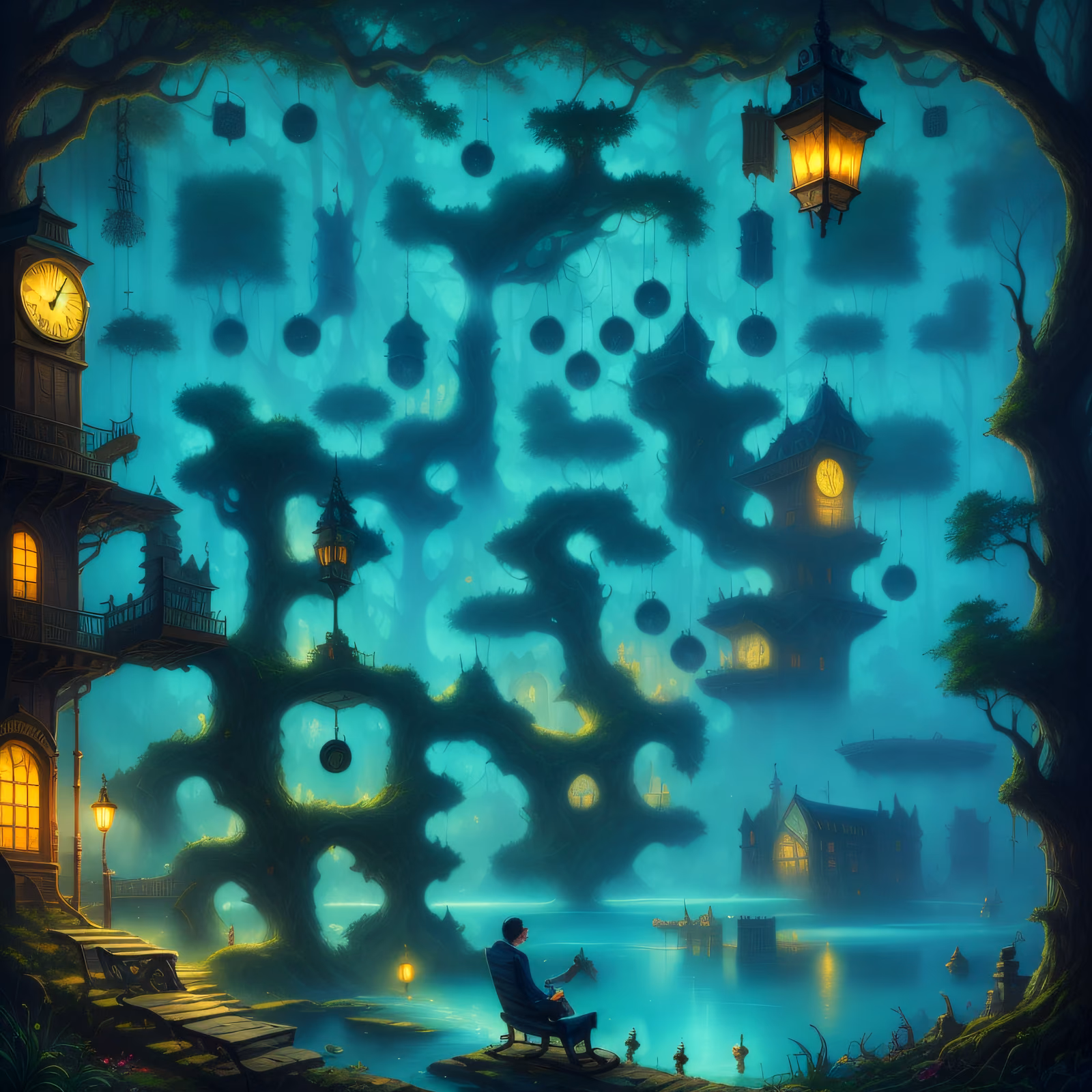 Misty Fantasy Forest Lake Matte QR Code for Posters — image 1