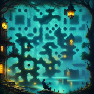 Misty Fantasy Forest Lake Matte QR Code for Posters